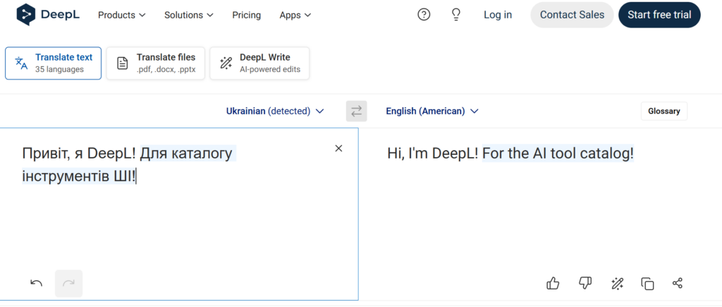 DeepL переклад тексту