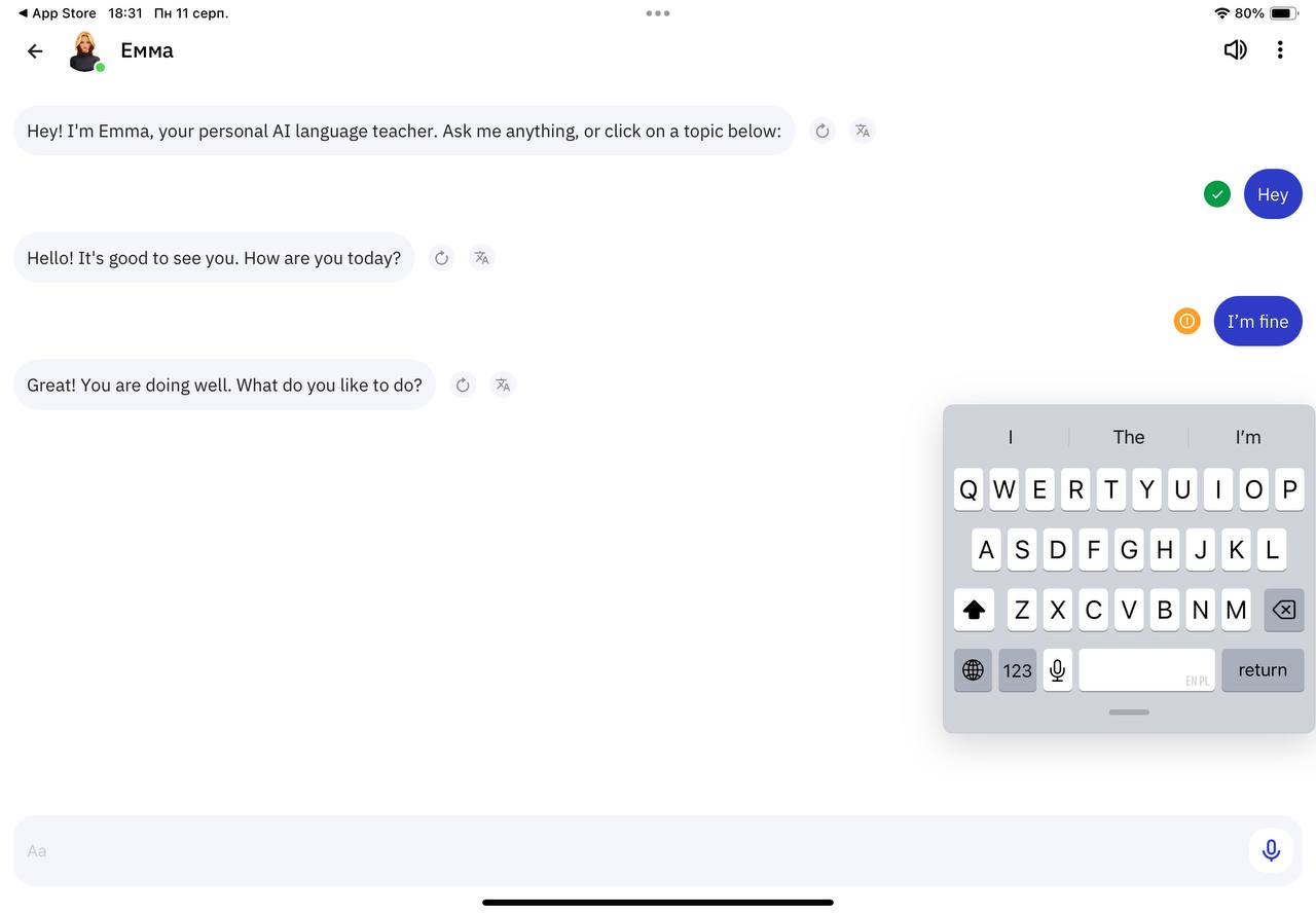 Спілкування з ШІ TalkPal Ема