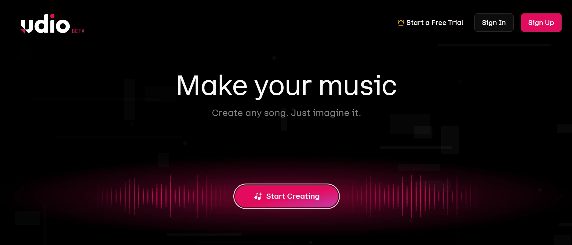Udio AI головна сторінка інструменту ШІ для створення музики