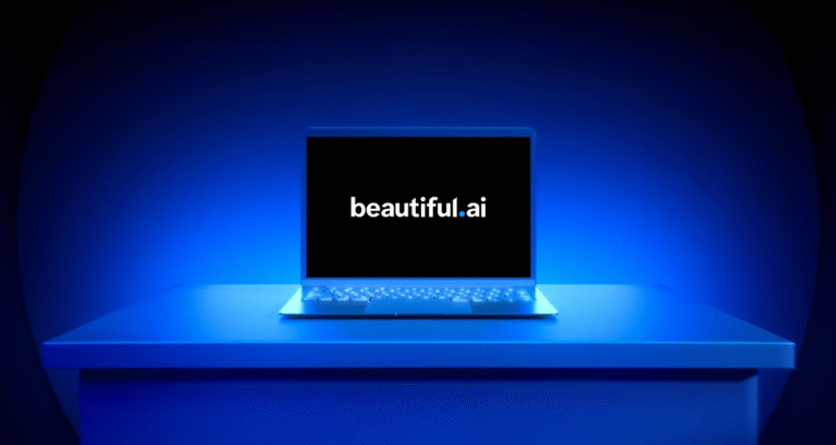 На столі стоїть ноутбук і на цьому ноутбуці відкритий додаток бютіфул аі